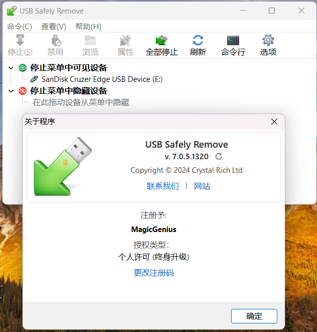 USB Safely Remove下载|USB安全移除工具 USBSafelyRemove_v7.0.5.1320 (绿化注册版)  第2张